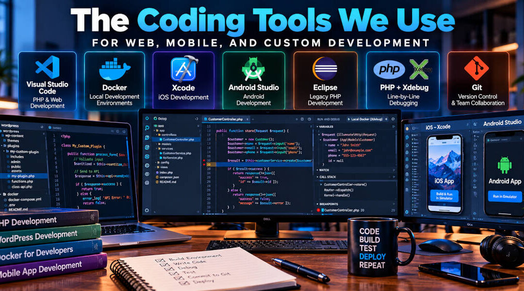 The Coding Tools We Use: VS Code, Xcode, Docker, Android Studio, Eclipse, Xdebug and Git